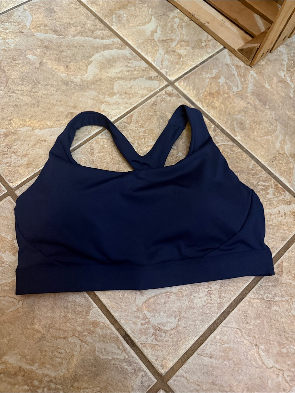 High-Support Navy Racerback Sports Bra with Keyhole Back - Picture 2 of 3